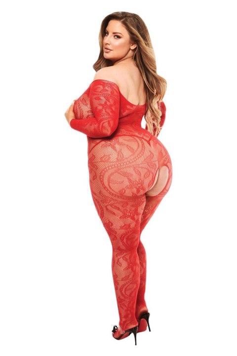 BACI LONGSLEEVE CROTCHLESS BODYSTOCKING RED, QUEEN Baci Lingerie BACI LONGSLEEVE CROTCHLESS BODYSTOCKING RED, QUEEN Baci Lingerie