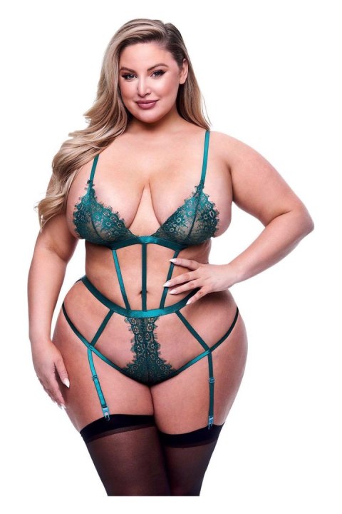SEXY STRAPPY LACE TEDDY WITH GARTERS GREEN, QUEEN Baci Lingerie SEXY STRAPPY LACE TEDDY WITH GARTERS GREEN, QUEEN Baci Lingerie