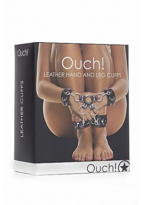Leather Hand And Legcuffs - Black Ouch! Leather Hand And Legcuffs - Black Ouch!