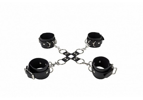 Leather Hand And Legcuffs - Black Ouch! Leather Hand And Legcuffs - Black Ouch!