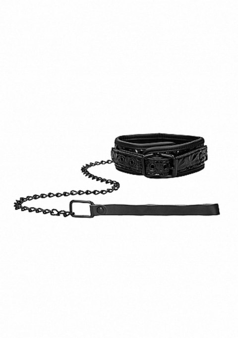 Luxury Collar with Leash - Black Ouch! Luxury Collar with Leash - Black Ouch!