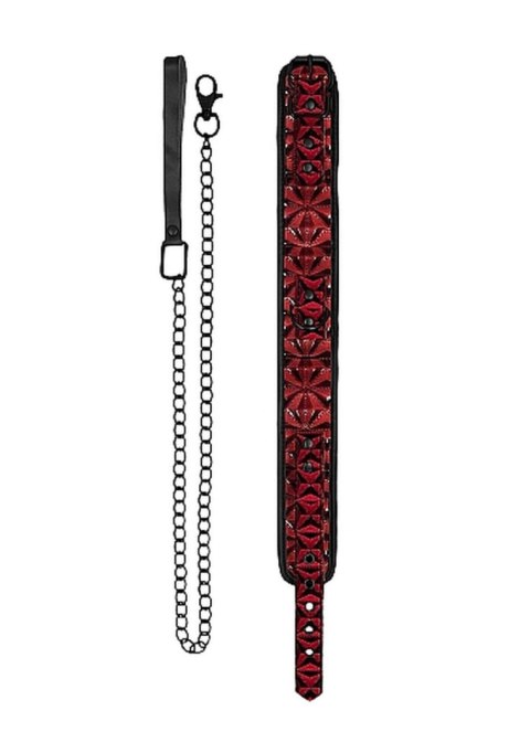 Luxury Collar with Leash - Burgundy Ouch! Luxury Collar with Leash - Burgundy Ouch!