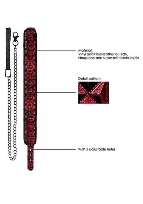 Luxury Collar with Leash - Burgundy Ouch! Luxury Collar with Leash - Burgundy Ouch!