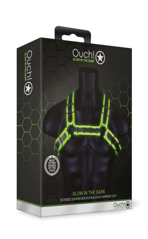 Buckle Bulldog Harness - GitD - Neon Green/Black - S/M Ouch! Buckle Bulldog Harness - GitD - Neon Green/Black - S/M Ouch!