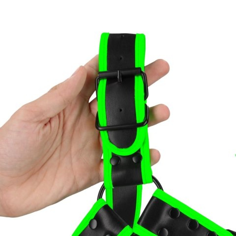 Buckle Bulldog Harness - GitD - Neon Green/Black - S/M Ouch! Buckle Bulldog Harness - GitD - Neon Green/Black - S/M Ouch!
