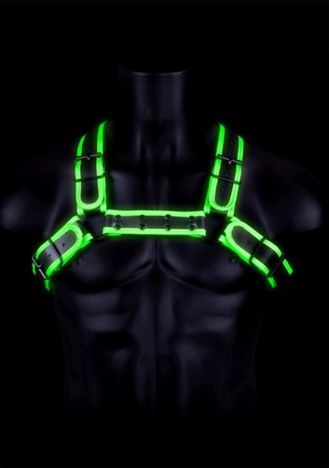 Buckle Bulldog Harness - GitD - Neon Green/Black - S/M Ouch! Buckle Bulldog Harness - GitD - Neon Green/Black - S/M Ouch!