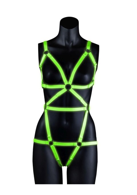 Full Body Harness - GitD - Neon Green/Black - L/XL Ouch! Full Body Harness - GitD - Neon Green/Black - L/XL Ouch!