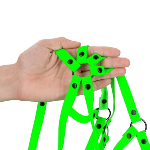 Full Body Harness - GitD - Neon Green/Black - L/XL Ouch! Full Body Harness - GitD - Neon Green/Black - L/XL Ouch!