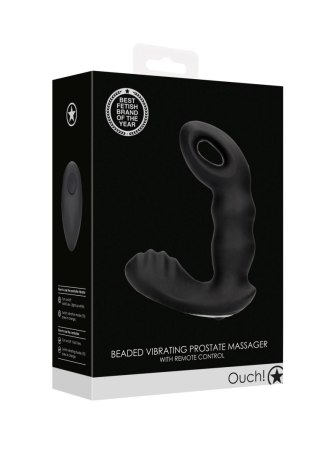 Beaded Vibrating Prostate Massager with Remote Control - Black Ouch!