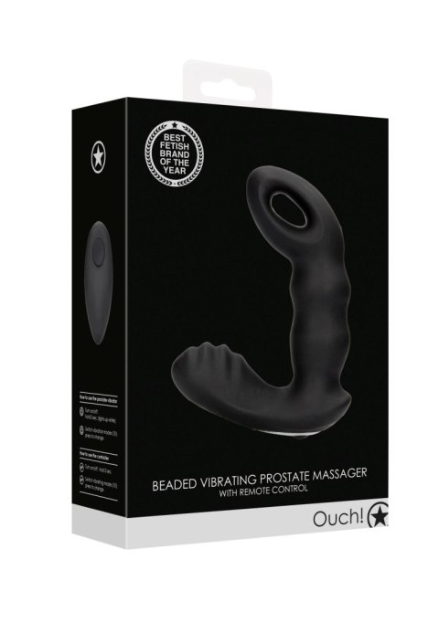 Beaded Vibrating Prostate Massager with Remote Control - Black Ouch! Beaded Vibrating Prostate Massager with Remote Control - Black Ouch!