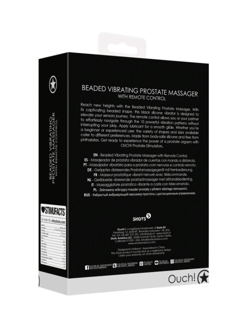 Beaded Vibrating Prostate Massager with Remote Control - Black Ouch! Beaded Vibrating Prostate Massager with Remote Control - Black Ouch!