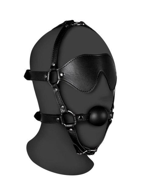 Blindfolded Head Harness with Solid Ball Gag - Black Ouch! Blindfolded Head Harness with Solid Ball Gag - Black Ouch!