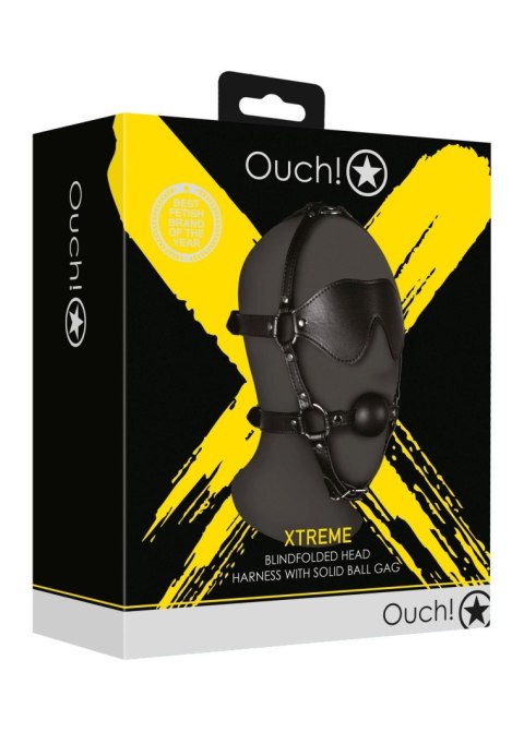 Blindfolded Head Harness with Solid Ball Gag - Black Ouch! Blindfolded Head Harness with Solid Ball Gag - Black Ouch!