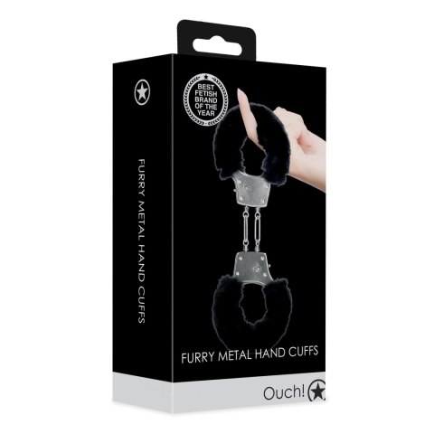 Furry Metal Hand Cuffs - Black Ouch! Furry Metal Hand Cuffs - Black Ouch!