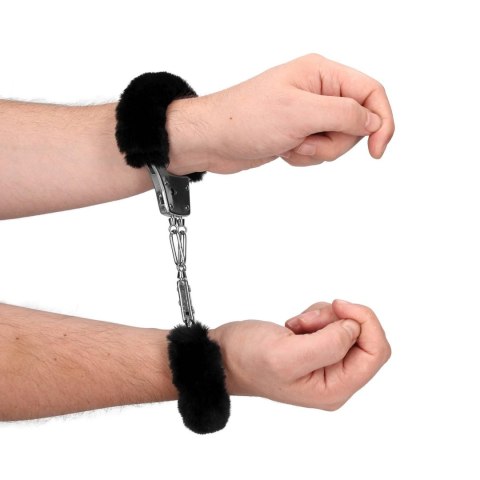 Furry Metal Hand Cuffs - Black Ouch! Furry Metal Hand Cuffs - Black Ouch!