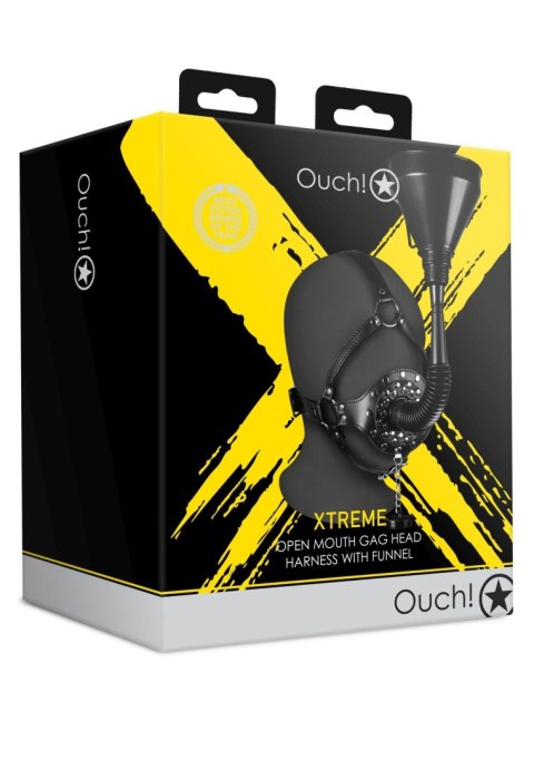 Open Mouth Gag Head Harness with Funnel - Black Ouch! Open Mouth Gag Head Harness with Funnel - Black Ouch!