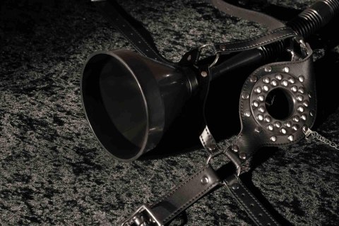Open Mouth Gag Head Harness with Funnel - Black Ouch! Open Mouth Gag Head Harness with Funnel - Black Ouch!