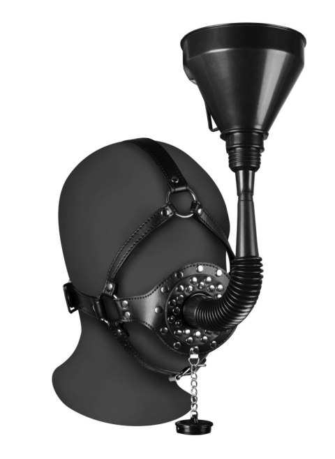 Open Mouth Gag Head Harness with Funnel - Black Ouch! Open Mouth Gag Head Harness with Funnel - Black Ouch!