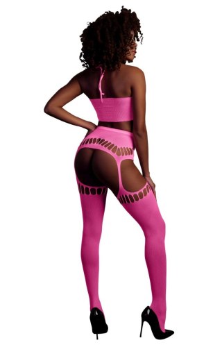 Two Piece with Crop Top and Stockings - Pink - XS/XL Ouch!