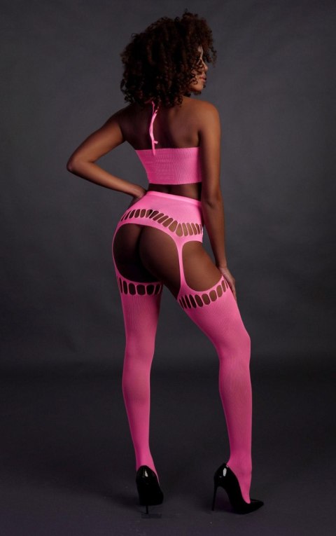 Two Piece with Crop Top and Stockings - Pink - XS/XL Ouch!