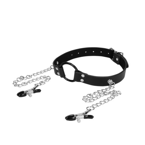 O-Ring Gag with Nipple Clamps Ouch! O-Ring Gag with Nipple Clamps Ouch!