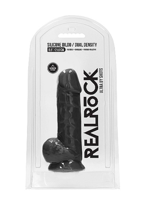 Silicone Dildo With Balls - 21,6 cm - Black RealRock Silicone Dildo With Balls - 21,6 cm - Black RealRock