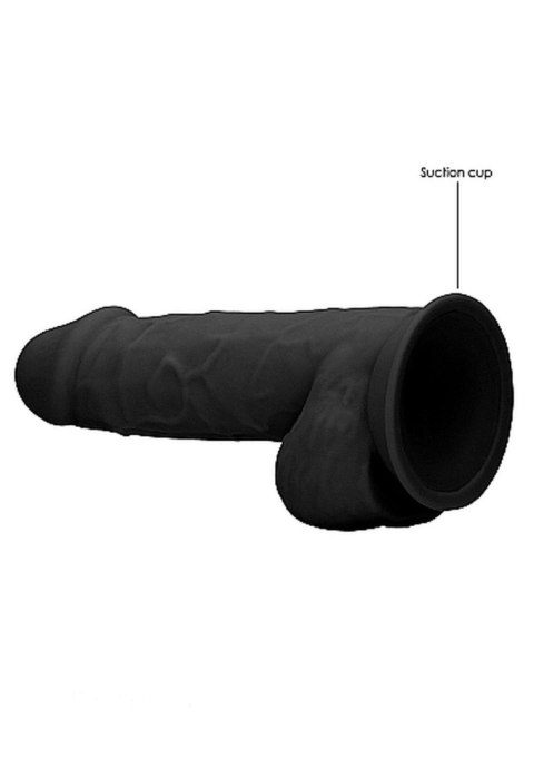 Silicone Dildo With Balls - 21,6 cm - Black RealRock Silicone Dildo With Balls - 21,6 cm - Black RealRock