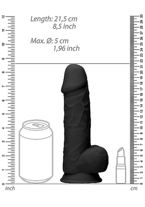 Silicone Dildo With Balls - 21,6 cm - Black RealRock Silicone Dildo With Balls - 21,6 cm - Black RealRock