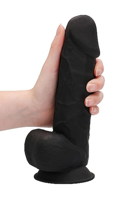 Silicone Dildo With Balls - 21,6 cm - Black RealRock Silicone Dildo With Balls - 21,6 cm - Black RealRock