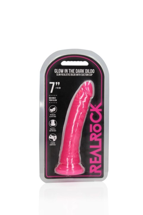 Slim Realistic Dildo with Suction Cup - Glow in the Dark - 7'' / 18 cm RealRock Slim Realistic Dildo with Suction Cup - Glow in the Dark - 7'' / 18 cm RealRock