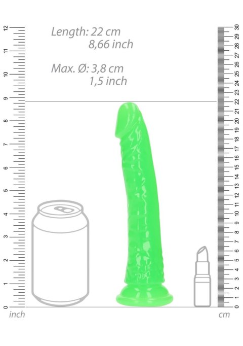Slim Realistic Dildo with Suction Cup - Glow in the Dark - 8'' / 20 cm RealRock Slim Realistic Dildo with Suction Cup - Glow in the Dark - 8'' / 20 cm RealRock