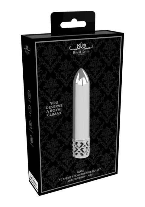 Glitz - Rechargeable ABS Bullet - Silver Royal Gems Glitz - Rechargeable ABS Bullet - Silver Royal Gems