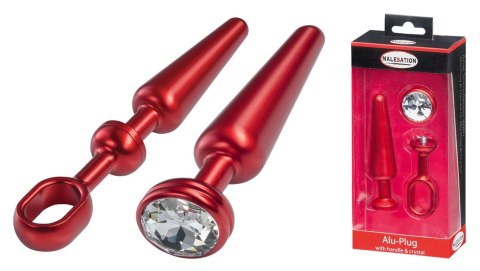 MALESATION Alu-Plug with handle & crystal medium, red Malesation MALESATION Alu-Plug with handle & crystal medium, red Malesation