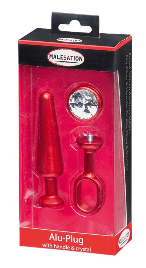 MALESATION Alu-Plug with handle & crystal medium, red Malesation MALESATION Alu-Plug with handle & crystal medium, red Malesation