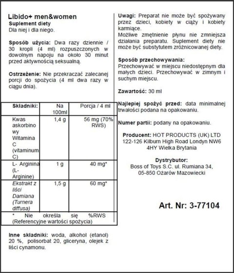 Supl.diety-Libido + (m+w) 30ml Hot Supl.diety-Libido + (m+w) 30ml Hot