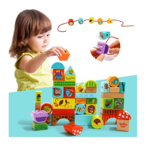 TOOKY TOY Układanka Klocki Do Nawlekania o Tematyce Lasu Tooky Toy