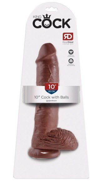 King Cock 10 inch Balls Brown King Cock