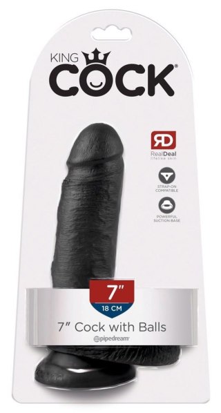 King Cock 7" Cock w Balls Dark King Cock