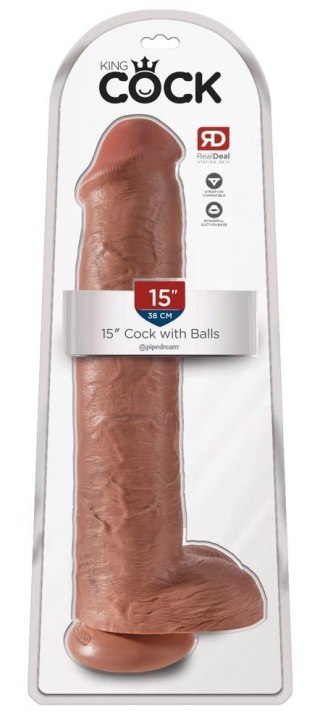 King Cock 15" Cock w Balls Tan King Cock