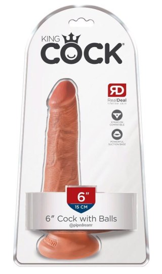 King Cock 6 Cock w Balls Tan King Cock