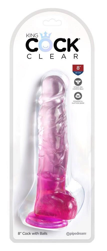 KingCockClear 8 w balls Pink King Cock Clear KingCockClear 8 w balls Pink King Cock Clear