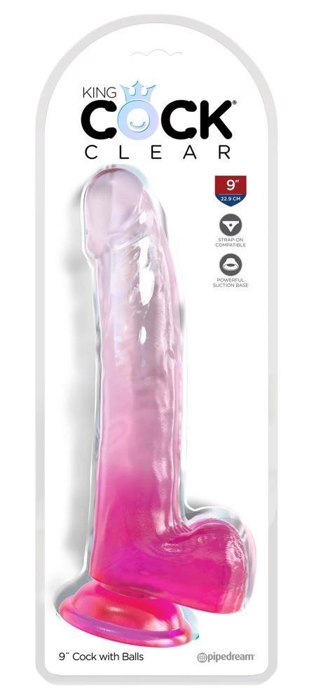 KingCockClear 9 w balls Pink King Cock Clear KingCockClear 9 w balls Pink King Cock Clear