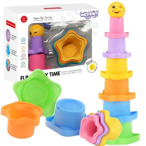WOOPIE BABY Piramidka Sensoryczne Kubeczki Gwiazdki + Piłeczka Woopie WOOPIE BABY Piramidka Sensoryczne Kubeczki Gwiazdki + Piłeczka Woopie