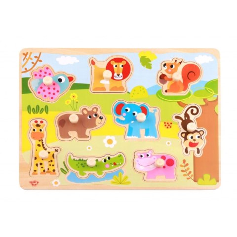 TOOKY TOY Drewniane Puzzle Montessori Zwierzęta z Pinezkami Do Dopasowania Tooky Toy TOOKY TOY Drewniane Puzzle Montessori Zwierzęta z Pinezkami Do Dopasowania Tooky Toy
