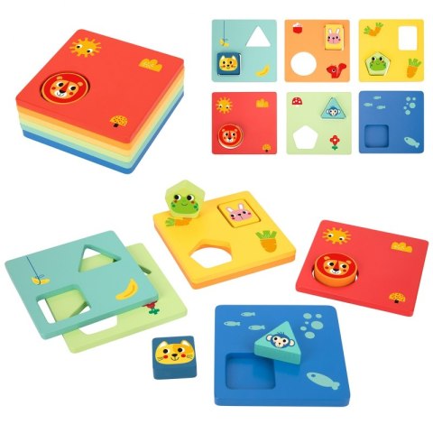 TOOKY TOY Układanka Montessori Kształty i Kolory Zwierzątka 6 Planszy FSC Tooky Toy TOOKY TOY Układanka Montessori Kształty i Kolory Zwierzątka 6 Planszy FSC Tooky Toy