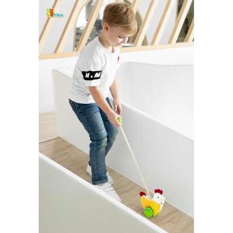 VIGA Drewniany Pchacz Edukacyjny Kurka Viga Toys VIGA Drewniany Pchacz Edukacyjny Kurka Viga Toys