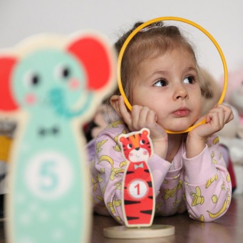 TOOKY TOY Drewniana Gra Zręcznościowa Rzut do Celu Zwierzątka 15 el. Tooky Toy