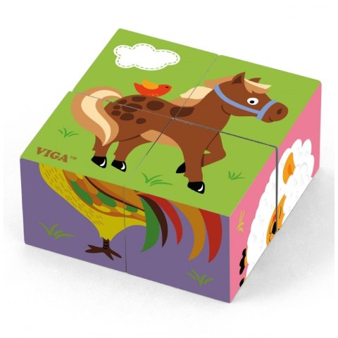 VIGA Drewniana Układanka Puzzle Farma 4 klocki Viga Toys VIGA Drewniana Układanka Puzzle Farma 4 klocki Viga Toys