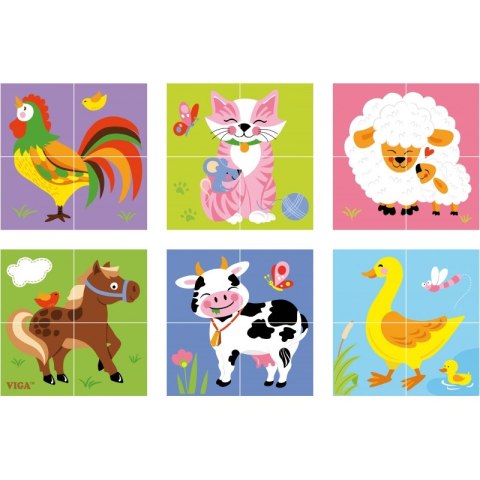 VIGA Drewniana Układanka Puzzle Farma 4 klocki Viga Toys VIGA Drewniana Układanka Puzzle Farma 4 klocki Viga Toys