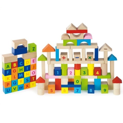 VIGA Klocki Drewniane Edukacyjne 100 elem. Cyferki Literki Viga Toys VIGA Klocki Drewniane Edukacyjne 100 elem. Cyferki Literki Viga Toys